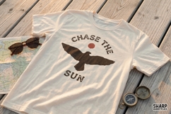 Chase The Sun PNG, Vintage Sun Bird Design, Inspirational Product Image 2