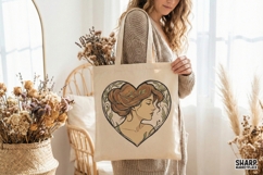 Elegant Lady Heart PNG, Botanical Art Nouveau Portrait, Product Image 2