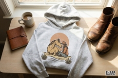Cowgirl And Horse PNG, Western Friendship Art, Sunset Ranch Product Image 3