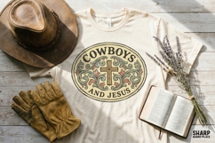 Cowboys And Jesus PNG, Western Cross Vintage Art, Faith Product Image 2