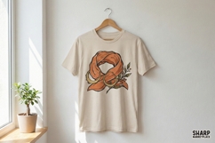 Boho Orange Scarf PNG, Crescent Moon Earrings Art, Floral Product Image 4