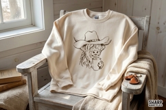 Highland Cow In Cowboy Hat With Drink, Highland Cow PNG, Product Image 2