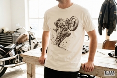 Werewolf Riding Motorcycle Graphic, Retro Monster Rider Product Image 2