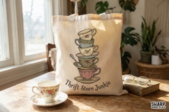 Thrift Store Junkie PNG, Vintage Teacup Clipart, Retro Tea Product Image 2