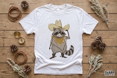 Western Raccoon Cowboy Illustration, Funny PNG Shirt Product Image 4