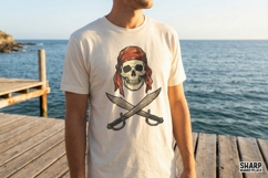 Pirate Skull With Red Bandana PNG, Crossed Swords Pirate Product Image 2