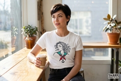 Retro Sailor Girl Portrait With Anchor Charm, Summer Pinup, Product Image 2