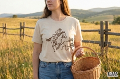 Western Cowboy Easter PNG, Vintage Horse and Bunny Shirt Product Image 4