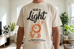 Walk In Light Christian Sunshine Graphic, Trendy PNG For Product Image 4
