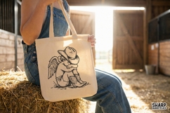 Cowboy Angel PNG, Western Cherub Clipart, Sad Angel Art for Product Image 4