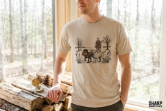 Vintage Duck Hunter With Loyal Retrievers Artwork, PNG Product Image 2