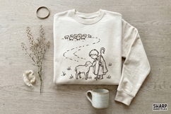 Vintage Shepherd And Lamb Illustration, Christian PNG Shirt Product Image 3