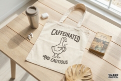 Caffeinated And Cautious PNG, Funny Duck Coffee Digital Product Image 3