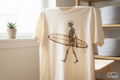 Surfing Skeleton Carrying Longboard Beach PNG, Halloween Product Image 2