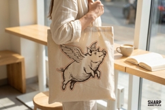 Flying Pig With Wings Vintage Farm Animal Art, Cow Funny Product Image 2