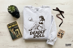 Deadly Doll Halloween PNG, Gothic Skull Shirt Design, Product Image 4