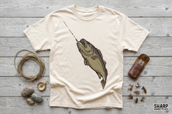 Rustic Bass Fishing Illustration PNG, Vintage Lake Catch Product Image 3