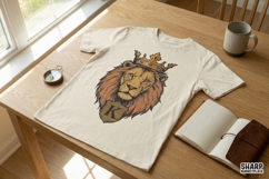 King Lion PNG, Regal Animal Crest, Crowned Lion Head PNG Product Image 2