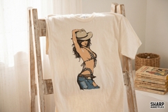 Desert Cowgirl Bikini Pose Retro Pinup Art, Summer PNG Product Image 3