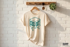 Chill Out PNG, Retro Ice Cube Shirt Design, Melting Drip Product Image 2