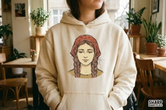 Boho Woman With Braids PNG, Hand Drawn Girl Portrait Art, Product Image 2