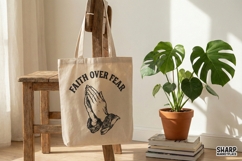 Faith Over Fear PNG, Praying Hands Shirt Design, Religious Product Image 3
