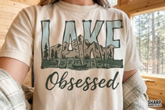 Lake Obsessed Mountain Scene, Summer PNG Trendy Lake Art, Product Image 3