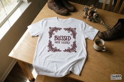 Blessed Not Lucky PNG Shirt, Inspirational Quote PNG, Product Image 2