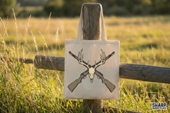 Deer Skull Antlers PNG, Crossed Rifle Hunting Design, Product Image 4