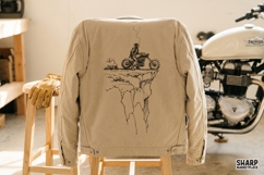 Cliffside Motorcycle Rider Vintage Desert Biker Art, PNG Product Image 3