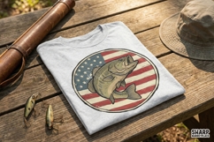 American Flag Bass PNG, Patriotic Fishing Shirt Design, USA Product Image 2