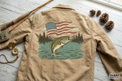 Patriotic Bass Fishing PNG, Summer PNG, Shirt PNG American Product Image 3