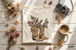Western Cowboy Boots Floral PNG, Boho Cowgirl Flower Boot Product Image 2