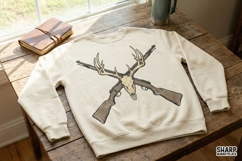 Deer Skull Antlers PNG, Crossed Rifle Hunting Design, Product Image 2