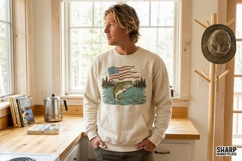 Patriotic Bass Fishing PNG, Summer PNG, Shirt PNG American Product Image 2