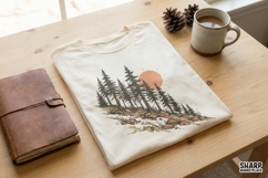 Mountain Pines PNG, Sun Nature Artwork, Retro Forest Shirt Product Image 2