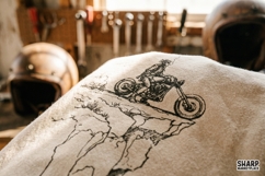 Cliffside Motorcycle Rider Vintage Desert Biker Art, PNG Product Image 4