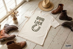 Good Luck PNG, Vintage Horseshoe Shirt Design, Retro Good Product Image 2