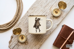 Rearing Horse Cowboy Scene, Western PNG Rodeo Art, Cowboy Product Image 3