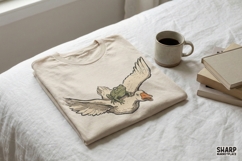 Frog Riding Duck PNG, Funny Animal Artwork, Quirky Product Image 3