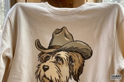 Scruffy Cowboy Dog Portrait Vintage Western PNG Designs, Product Image 2