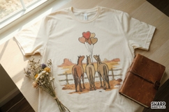 Western Horses With Heart Balloons PNG, Cute Cowboy Decor, Product Image 2