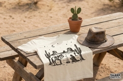 Western Desert Cowboy PNG, Campfire Scene, Vintage Horse Product Image 2