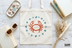 Coastal Crab Illustration With Starfish And Shell Ring, Product Image 3