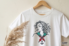 Retro Sailor Girl Portrait With Anchor Charm, Summer Pinup, Product Image 4