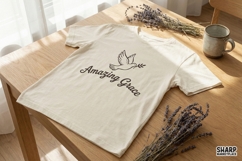 Amazing Grace PNG, Dove with Olive Branch, Christian Shirt Product Image 2