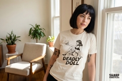 Deadly Doll Halloween PNG, Gothic Skull Shirt Design, Product Image 3