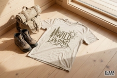 Wild &amp; Pine Nature Graphic, Camping PNG Design, Trendy Product Image 4