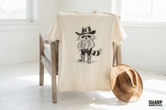 Western Raccoon Cowboy Sketch PNG, Trendy Shirt Product Image 2