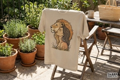 Lion And Woman PNG, Powerful Art, Strength Shirt Design, Product Image 4